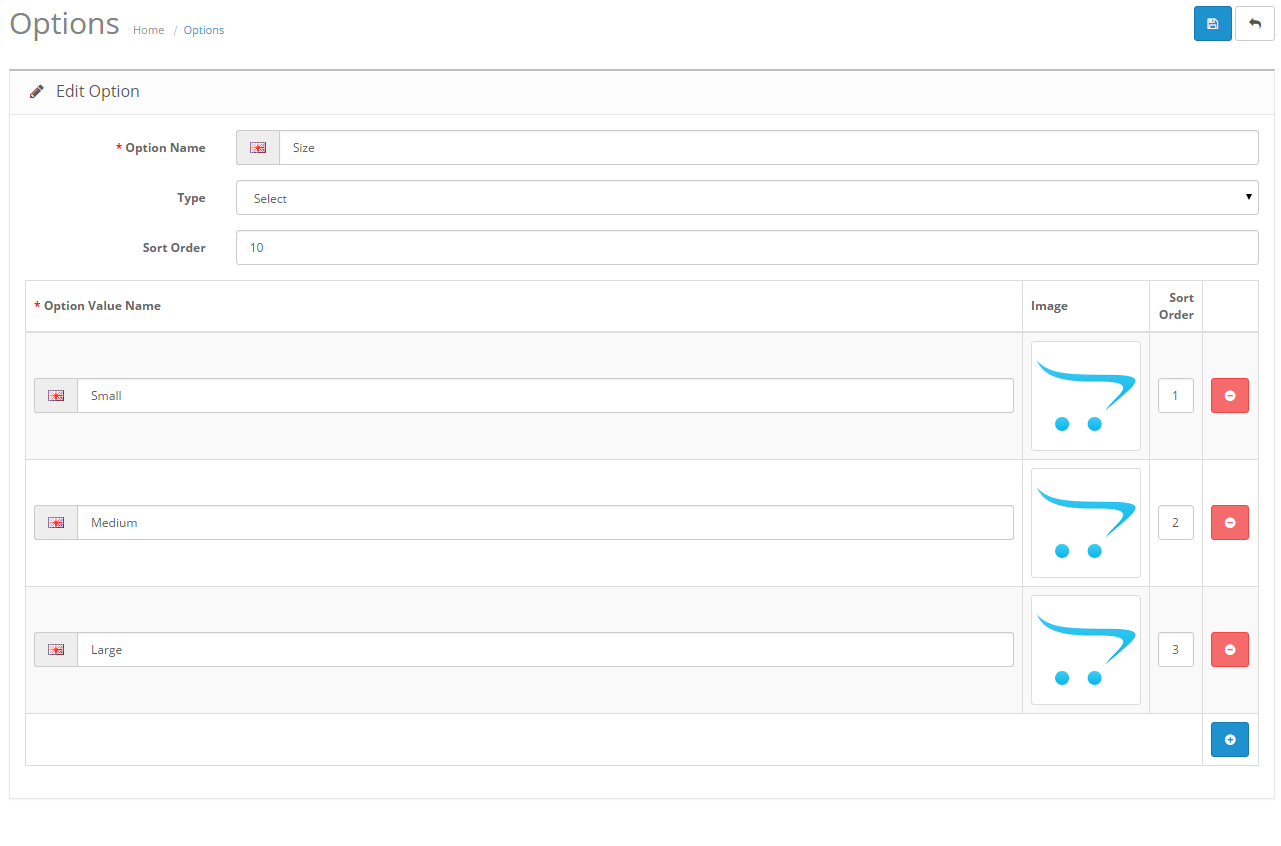look options size